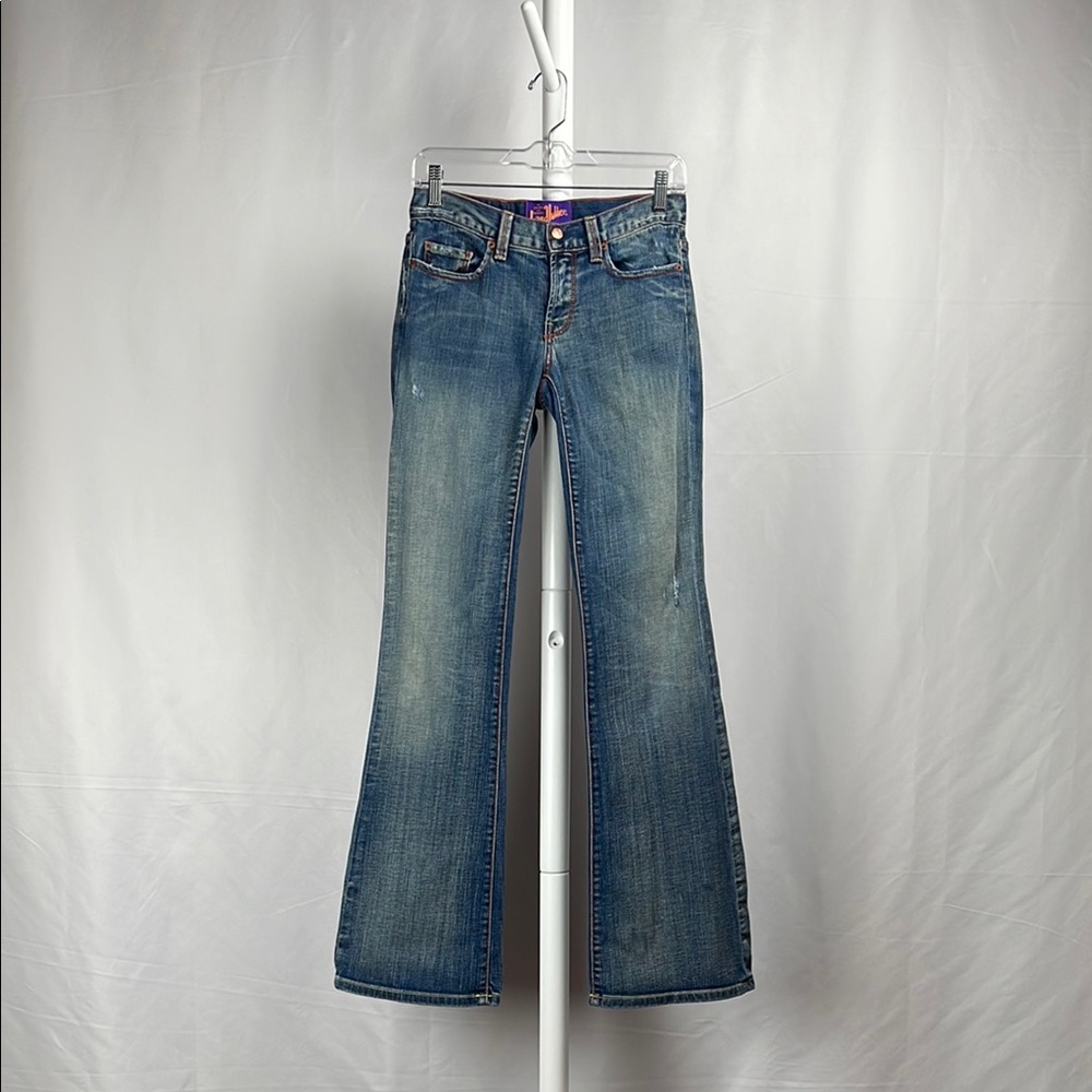 Landlubber Flare Jeans Low Rise Distressed Stretch Denim Medium Wash Women’s 25